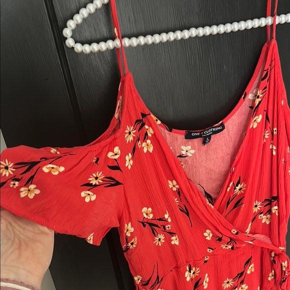 One Clothing Red Ruffled Wrap Camisole - Picture 3 of 4